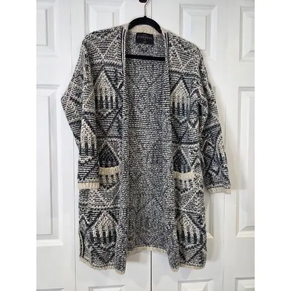 Ethereal Women Small Confetti Knit Cardigan Shawl Cozy Sweater Fuzzy Boho Tribal - Picture 2 of 8